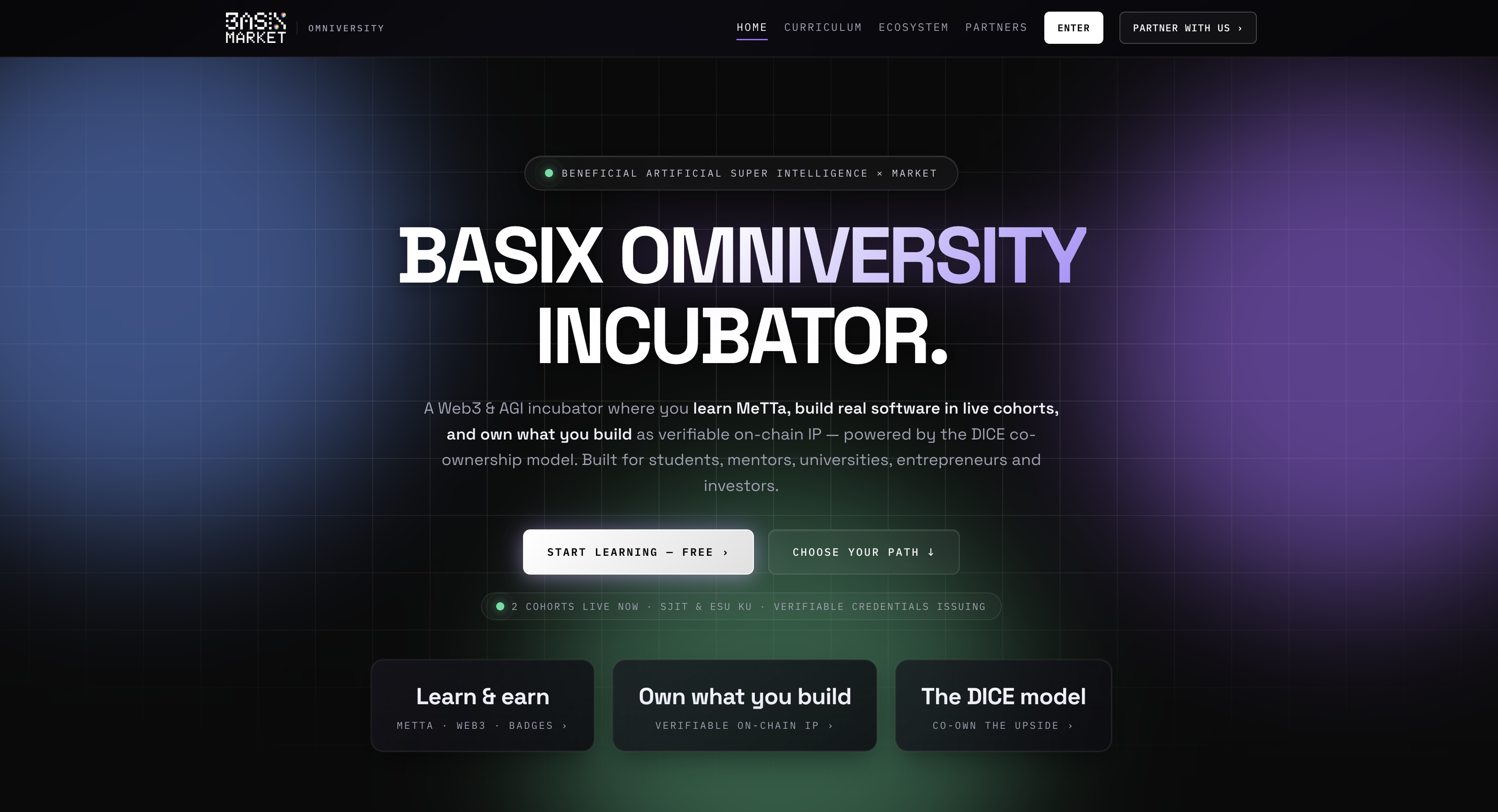BASIX.MARKET — the BASIX Omniversity incubator homepage